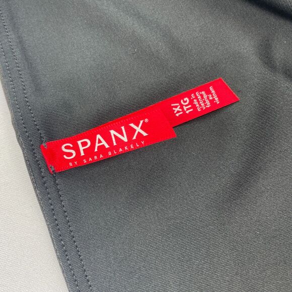 ~ SPANX 1x Leggings Vegan Leather Black Stretch Sheen Shine Faux Pleather Plus - Picture 14 of 16